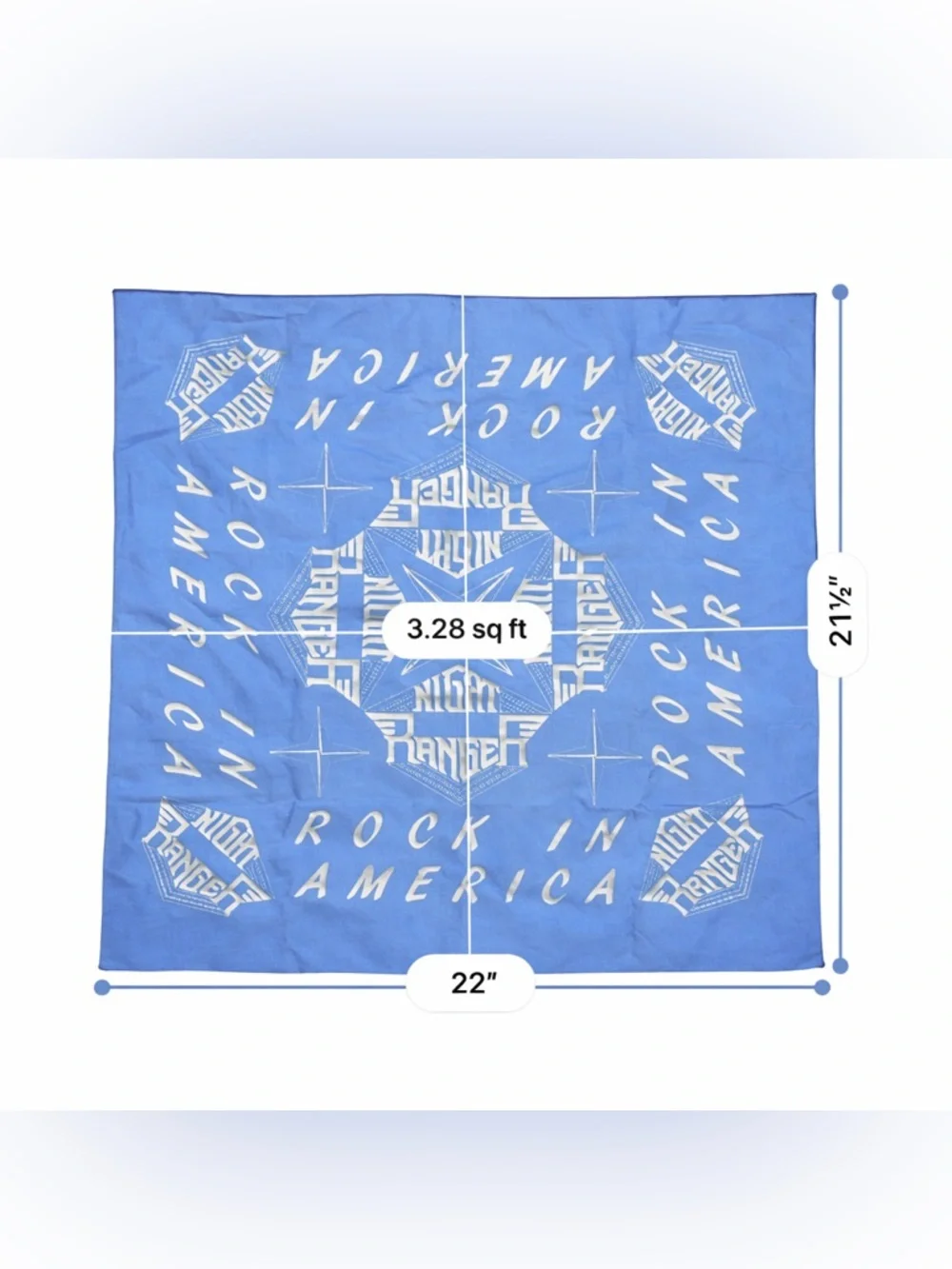 Vintage Night Ranger Rock In America Bandana Blue 80s Concert Merch Rare